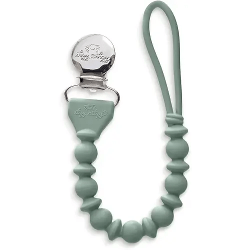 Itzy Ritzy Silicone Pacifier Clip; 100% Food Grade Silicone Pacifier Strap with Clip Keeps Pacifiers, Teethers & Small Toys in Place; Features One-Piece Design & Silicone Cord (Succulent)
