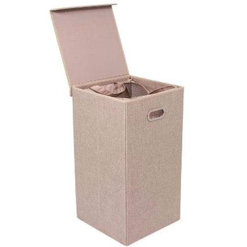 Birdrock Homesingle Laundry Hamper With Lid And Removable Liner - Cream