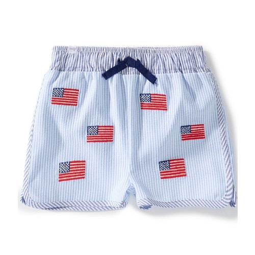 Mud Pie Baby Boys Embroidered Flag Swim Trunks