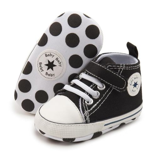 Unisex Baby Girls Boys Canvas High-top Shoes, Newborn Infant Anti-Slip Soft Sole Frist Walking Breathable Sneakers