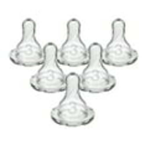 Dr. Brown's Natural Flow Level 3 Narrow Baby Bottle Nipple, Medium-Fast Flow, 6m+, 100% Silicone, 6 Pack