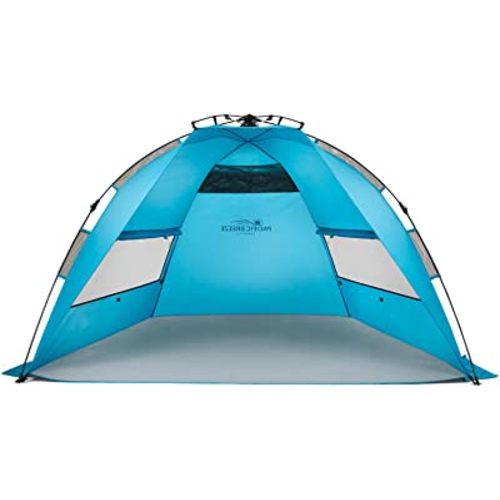 Pacific Breeze Easy Setup Beach Tent, SPF 50+ Pop Up Beach Tent Provides shelter from The Sun for 3+ People