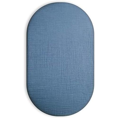 Muslin Bassinet Sheet for Baby Boy and Girl, Universal Fit for Rectangle, Oval, Hourglass Bassinet Mattress, Moses Basket Sheets (Blue, Bassinet Sheet)