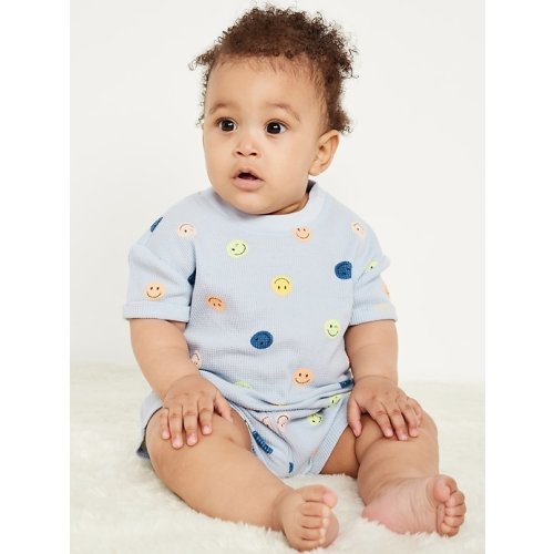 Printed Waffle-Knit Top and Shorts Set for Baby