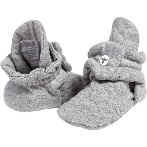 Burt’s Bees Baby Adjustable Baby Booties, 100% Organic Cotton, Easy On and Off Snap Boots, Snug Fit - Baby Essential