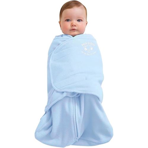 Safe Dreams by Halo Blue Micro-Fleece Swaddle Sleepsack Wearable Blanket, Small