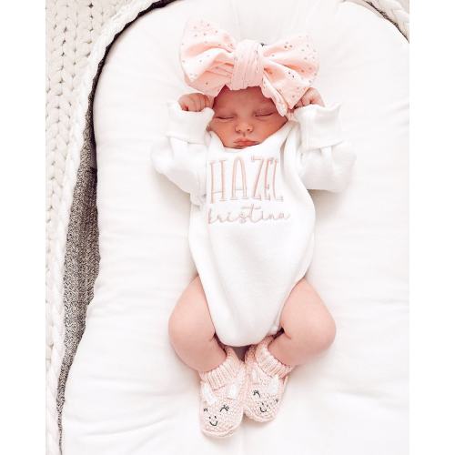 Embroidered Baby Sweater, Cotton Fleece Rompers, Personalized Infant Bodysuit, Personalized Gift for Babies, Unisex Children's Clothing