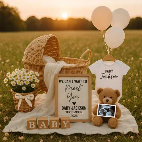 Pregnancy Announcement, Digital Baby Reveal Template, Cute Pregnancy Reveal Ideas, Instant Download, Teddy Bear, Instagram, Meet You