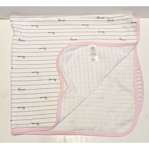 Just One You by Carters Love Print Baby Blanket Pink White Black Stripes Lovey