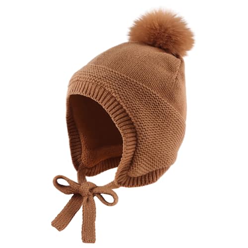 JANGANNSA Basic Winter Baby Boys Beanie Pompom Knitted Girls Hat Kids Earflap Beanies Warm Infant Toddler Hats