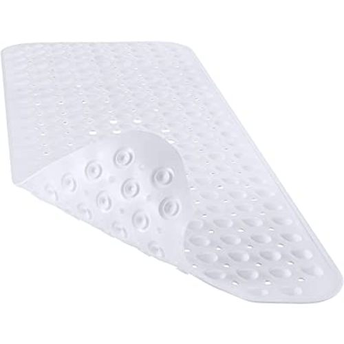 YINENN Bath Tub Shower Mat 40 x 16 Inch Non-Slip and Extra Large, Bathtub Mat with Suction Cups, Machine Washable Bathroom Mats with Drain Holes, White