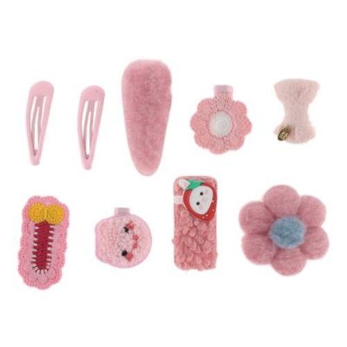 Unique Bargains Girl's Fashion Cute Flowers Hair Clips Pink 9 Pcs