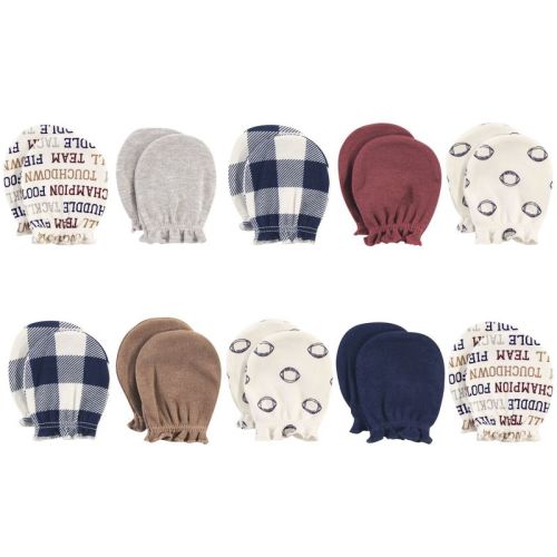 Hudson Baby Infant Boy Cotton Scratch Mittens, Football, 0-6 Months