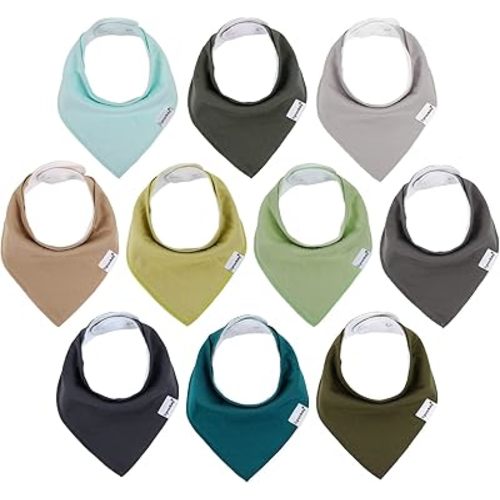 Baby Bandana Drool Bibs for Boys and Girls,Super Soft Unisex 10 Pack Absorbent Cotton Organic Bib Set for Teething and Drooling