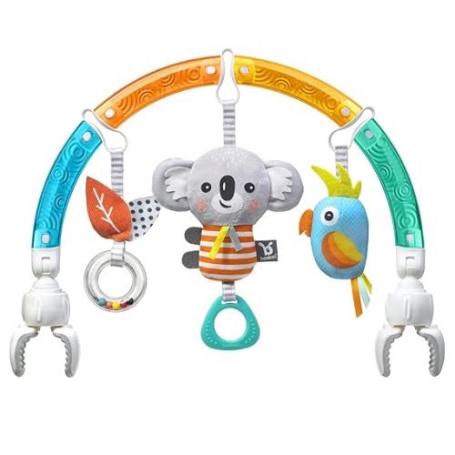 BENBAT Baby Stroller Arch Toy Rainbow Dazzle Friends Play Bar. Fun Newborns Sensory Activity, Adjustable for Bouncers and Car Seat, Koala