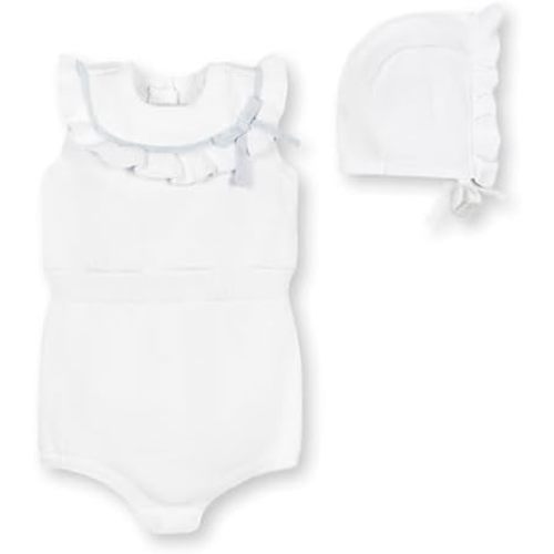 Hope & Henry Baby Organic Sleeveless Ruffle Sweater Romper and Bonnet 2-Piece Set