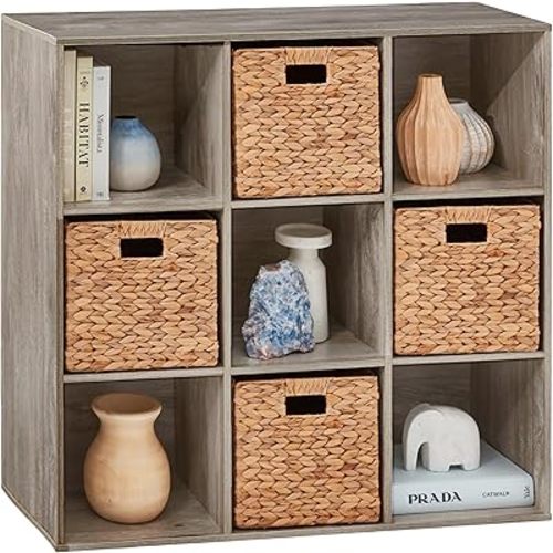 Best Choice Products 9-Cube Storage Organizer, 11in Shelf Opening, Bookcase, Display Shelf, Customizable w/ 3 Removable Back Panels - Greige