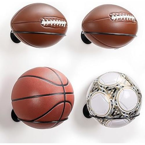 4 Packs Basketball Holder Wall Mount,Universal Ball Holder Wall Mount,Basketball Racks for Balls,Suitable for Basketball,Soccer,Volleyball,Football Ball Stand