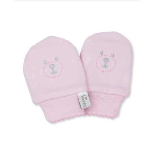 Beary Plaid Mitts, Pink
