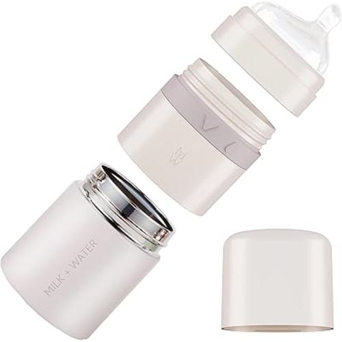MILK & WATER All in One Baby Bottle & Baby Formula Dispenser On The Go, 5oz - Keeps Water Warm & Formula Fresh - Baby Formula Mixing Bottle with Anti Colic Nipple - Leak-Proof - 3+ Months (Pink)