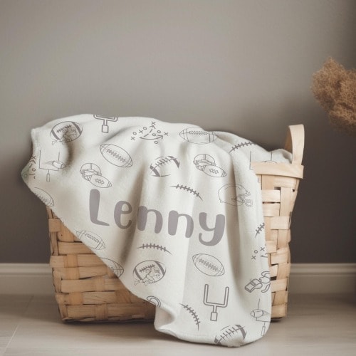 Vintage Football Nursery Crib Blanket Personalized Baby Retro Sport Blanket Boy Football Blanket Personalized Gift Sports Nursery Decor