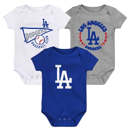 Newborn & Infant Los Angeles Dodgers Royal/White/Heather Gray Los Angeles Dodgers Biggest Little Fan 3-Pack Bodysuit Set