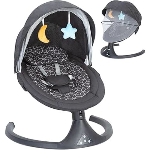 2-in-1 Baby Swing and Bouncer - Electric Baby Swing for Infants to Toddlers, Bluetooth Enabled w/Remote Control, 10 Music, 5 Speed, 3 Recline Positions, Ideal Baby Swing for Infants 0-9 Months, Black