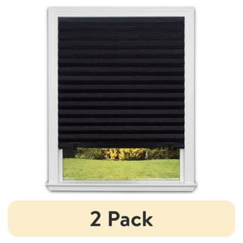 (2 pack) Redi Shade No Tools Original Blackout Pleated Paper Shade Black, 36 in x 72 in
