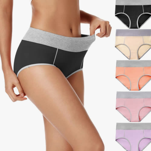 POKARLA Womens Cotton Underwear High Waist Full Coverage Briefs Soft Breathable Postpartum Panties Stretch Underpants