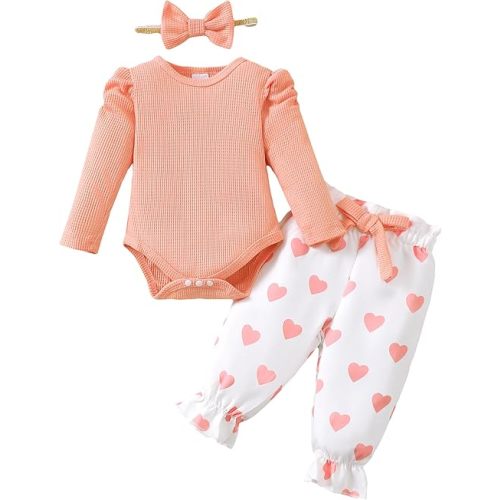 Mioglrie Baby Girl Clothes Newborn Girl Fall Winter Outfits Pants Set Preemie Infant Clothing Headband 0 3 6 12 months