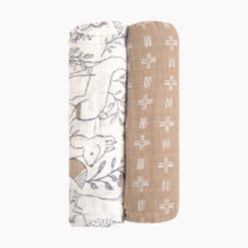 Crane Baby Cotton Muslin Swaddles (2 Pack) - Ezra Forest And Copper Dash