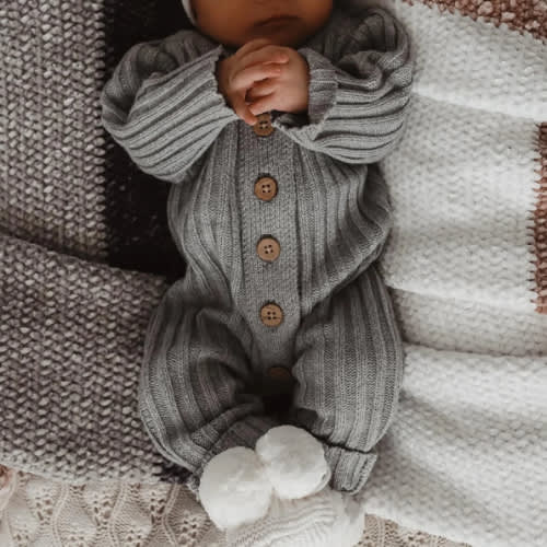Little B's Chunky Rib Baby Jumpsuit - Heather Gray