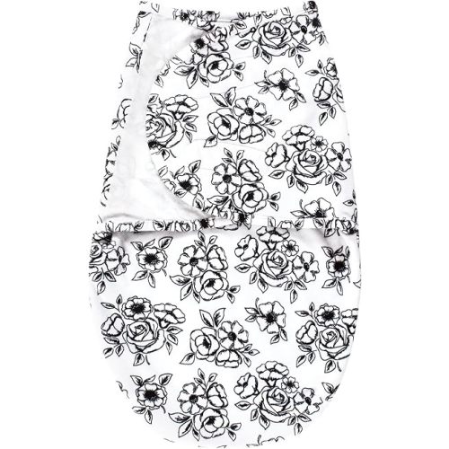 Hudson Baby Unisex Baby Plush Faux Fur Swaddle Wrap, Black Toile, 0-3 Months