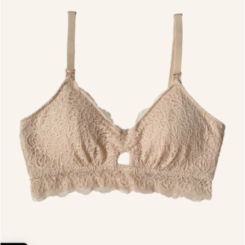 Dainty Lace Organic Cotton Nursing Bralette - Beige – MORROW+MINT