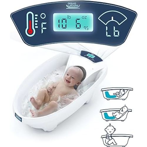 Baby Patent AquaScale Baby Bath Tub - 0-24m - GEN 3 - with Thermometer & Scale | Bathtub for Newborn, Infant & Toddler, Small to Large