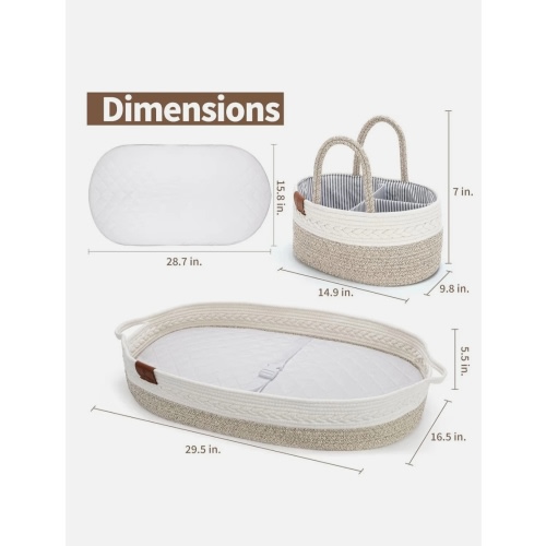 SwiftSleep Baby Changing Basket for Baby Dresser, Moses Baskets for Newborn, Baby Moses Basket Changing Basket for Dresser, Changing Pad Ba