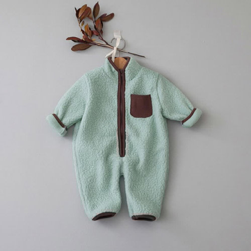 Baby Contrast Color Lambswool Romper