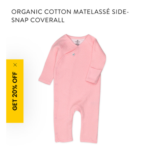 Organic Cotton Matelassé Side-Snap Coverall | Honest Baby Clothing