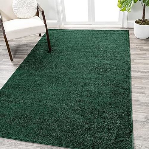 JONATHAN Y SEU100L-8 Haze Solid Low-Pile Indoor Area-Rug Casual Contemporary Solid Traditional Easy-Cleaning Bedroom Kitchen Living Room Non Shedding, 8 ft x 10 ft, Emerald