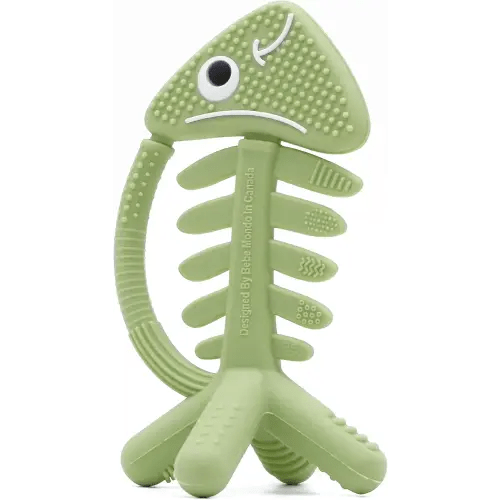 3 in 1 Infant Toys, Baby Teething Toys 3–6 6–12 Months, Teethers for Babies 0–3–6–12 Months for Teething Relief, Baby Gift, Baby Teether Toys, Silicone Sensory Toys, USA Patent Pending, Fish (Olive)