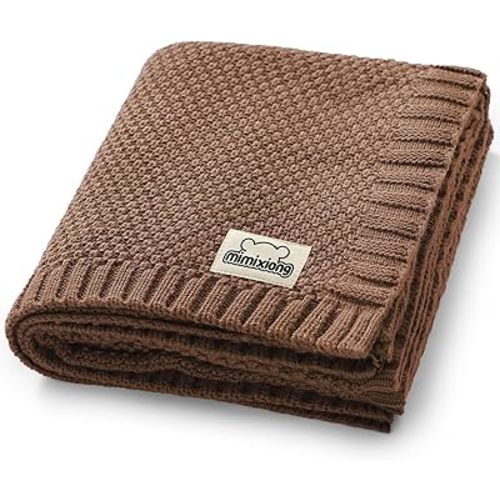 mimixiong Baby Blanket Knit Toddler Blankets for Boys and Girls Beige 40 x30 Inch