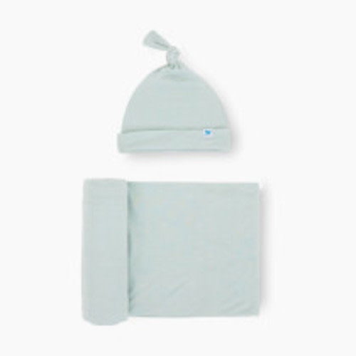 Little Unicorn Stretch Knit Hat & Swaddle - Frost Green
