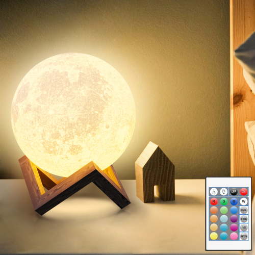 DAYBETTER 4.8Inch Moonlight Night Light for Adults Kids, 16Colors/3D Printing Moon Light Night Lamp for Kids Bedroom Decor