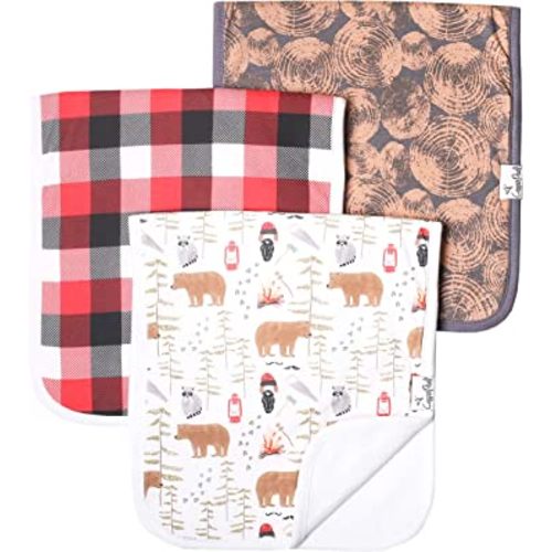 Copper Pearl Premium Baby Burp Cloths - 3-Pack Large Cotton Burp Cloths, Extra Soft Spit Up Rags with 3 Absorbent Layers, Perfect for Baby Boy Gifts (21" x 10" Size, Lumberjack Set)
