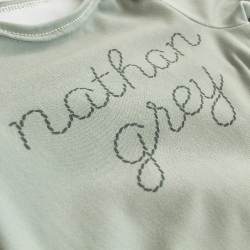 Personalized Stitched Newborn Baby Knot Gown | Forest Greens