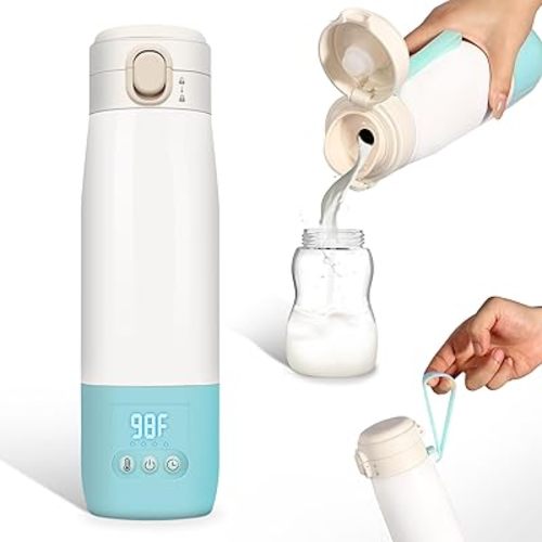 Portable Bottle Warmer for Travel, 12oz Milk Bottle Warmer for Baby on The Go, Quick Heating, Precise Temperature Control, Preset Modes, for Warming Breast Milk, Water, and Formula
