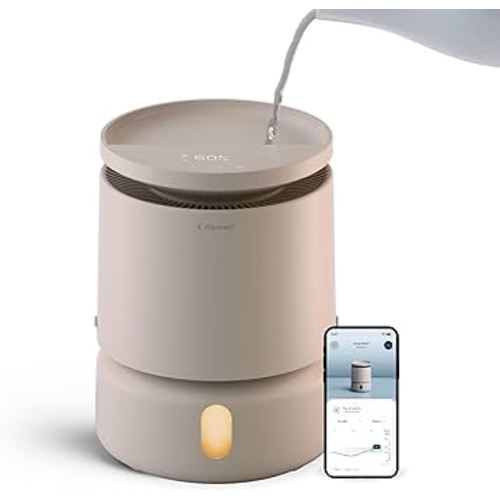 BLUEAIR Room Humidifier - DreamWell - 48Hr Top-Fill Mist-Free InvisibleMist Technology Aroma Stone for Essential Oils and Soothing Mood Lighting - Quiet Operation for Bedroom and Home Use, Beige