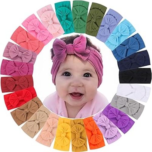 25PCS Baby Nylon Headbands Soft Hairbands Hair Bow Elastics for Baby Girls Newborn Infant Toddlers Kids