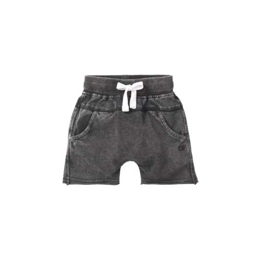 Acid Wash Raw Edge Harem Short - Black
