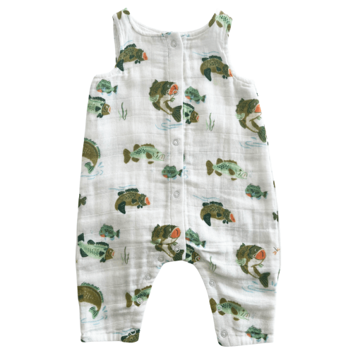 Muslin Sleeveless Romper, Bass Fishing